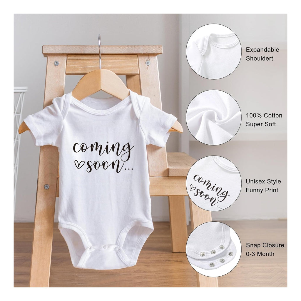 Baby Coming Soon Announcement Ideas, Surprise Pregnancy Reveal To Family Grandparents Grandma Dad- Baby Shower Gender Reveal Gifts- Felt Letter Board, Wooden Sign, Onesie, Security Blanket