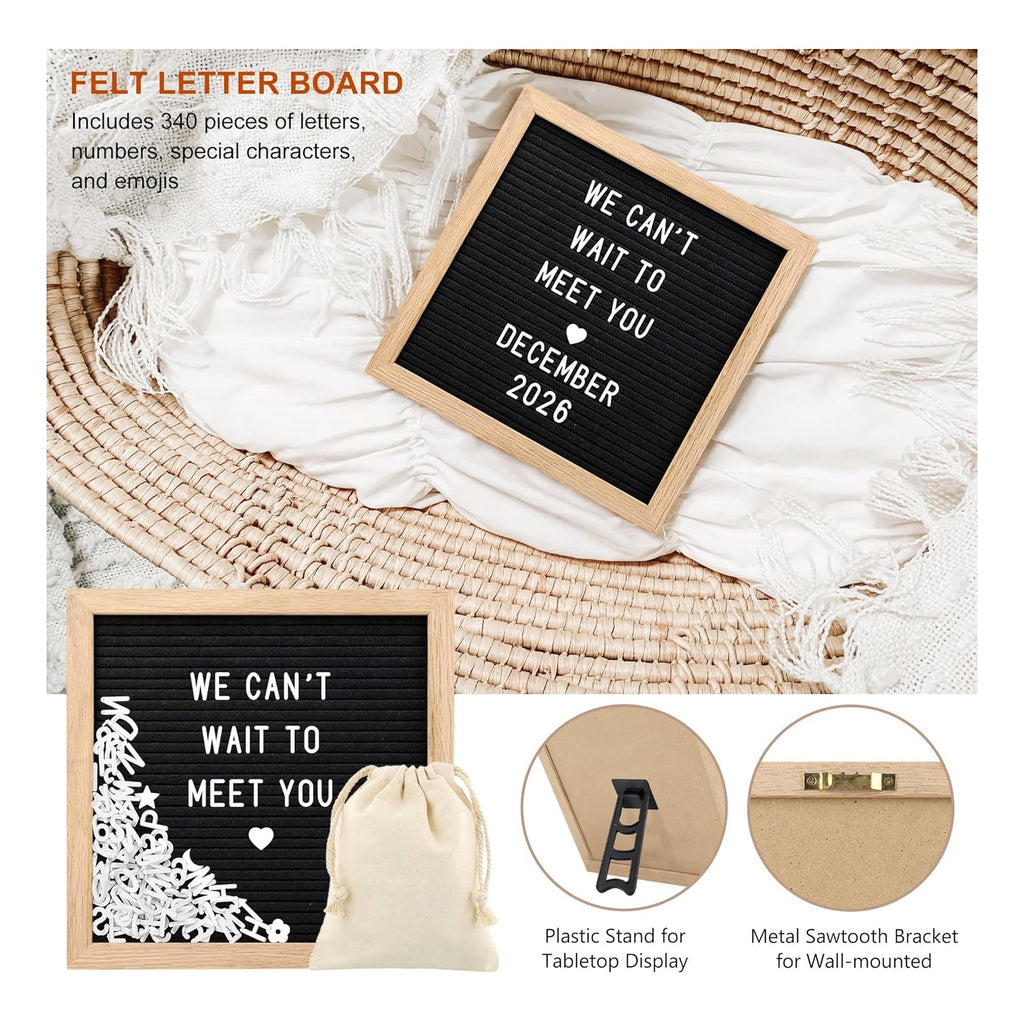 Baby Coming Soon Announcement Ideas, Surprise Pregnancy Reveal To Family Grandparents Grandma Dad- Baby Shower Gender Reveal Gifts- Felt Letter Board, Wooden Sign, Onesie, Security Blanket