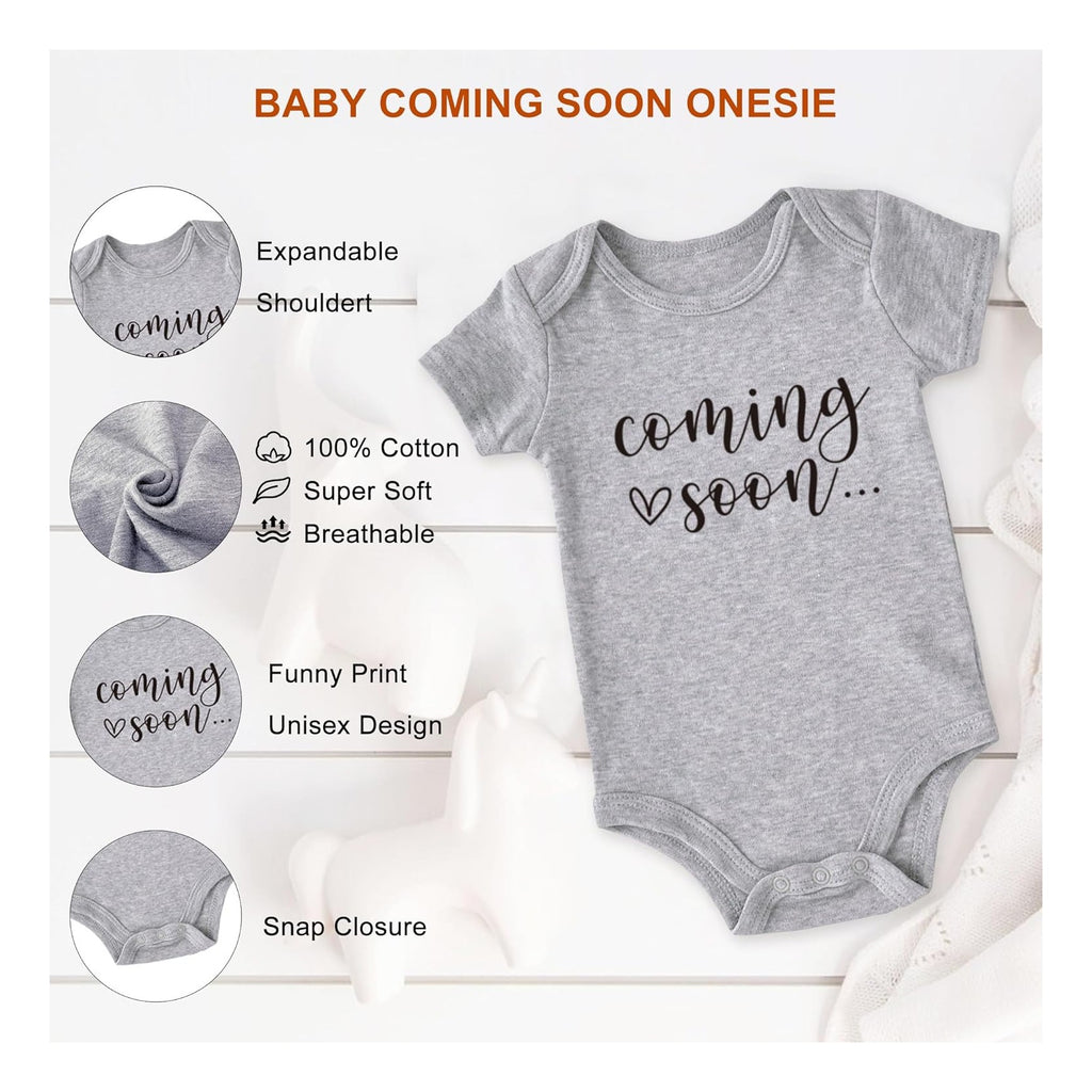 Baby Coming Soon Announcement Ideas, Surprise Pregnancy Reveal To Family Grandparents Grandma Dad- Baby Shower Gender Reveal Gifts- Felt Letter Board, Wooden Sign, Onesie, Security Blanket
