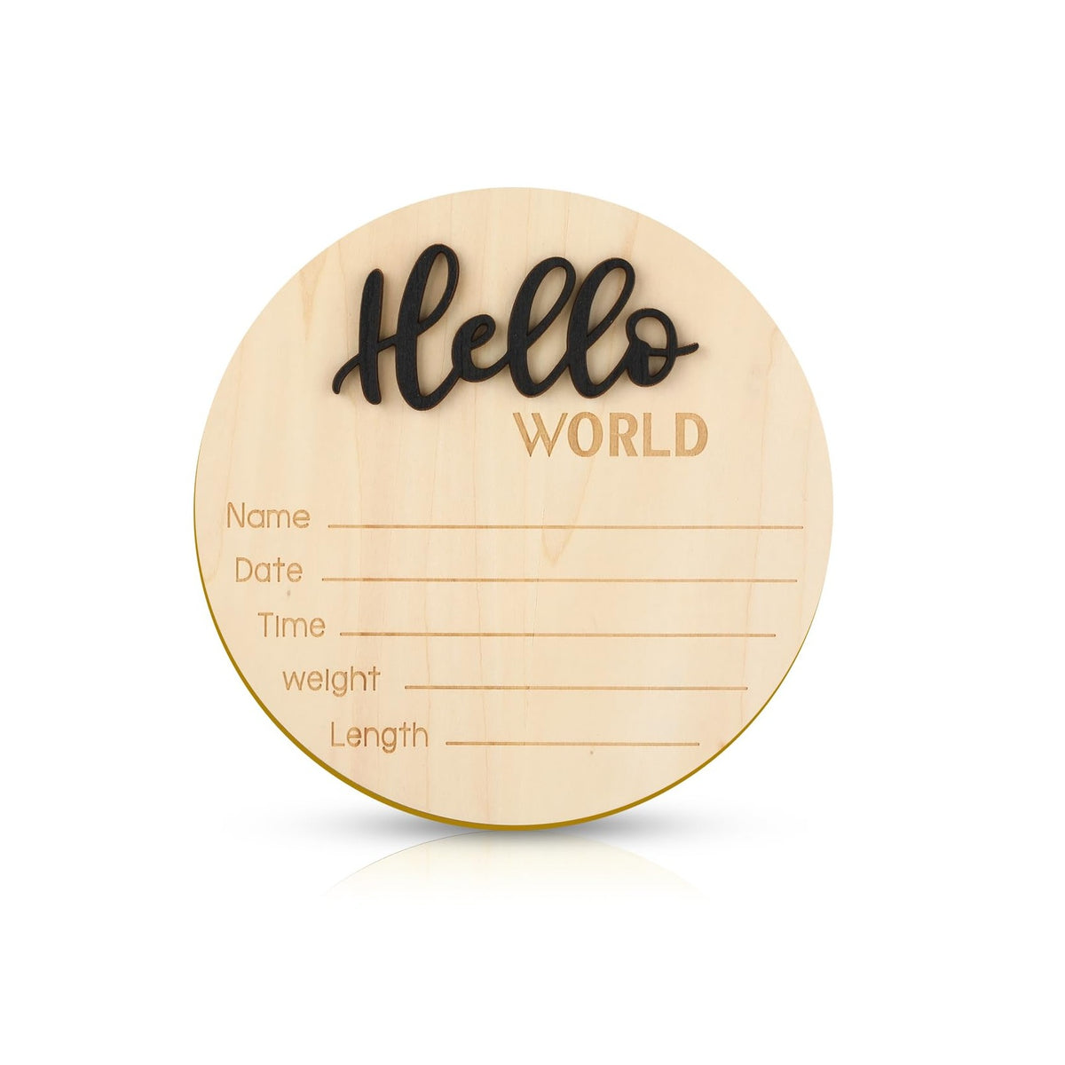 Baby Announcement Sign, 5.9 Inch Wooden Hello World Newborn Welcome Sign Birth Baby Name Plaques for Photo Props Baby Shower Hospital Nursery
