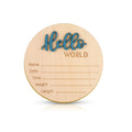 Baby Announcement Sign, 5.9 Inch Wooden Hello World Newborn Welcome Sign Birth Baby Name Plaques for Photo Props Baby Shower Hospital Nursery