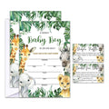 Baby Shower Invitations with Envelopes, Diaper Raffle Tickets and Baby Shower Book Request Cards, Jungle Animals