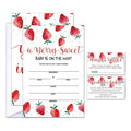 Set of 25 Baby Shower Invitations with Envelopes, Diaper Raffle Tickets and Baby Shower Book Request Cards, Berry sweet