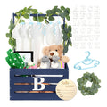 Wooden Baby Shower Crate Closet Basket with Handle Baby Announcement Sign Garland Hangers Large Letter, Wooden Gift Crate, Letters for Pregnancy New Parent Party