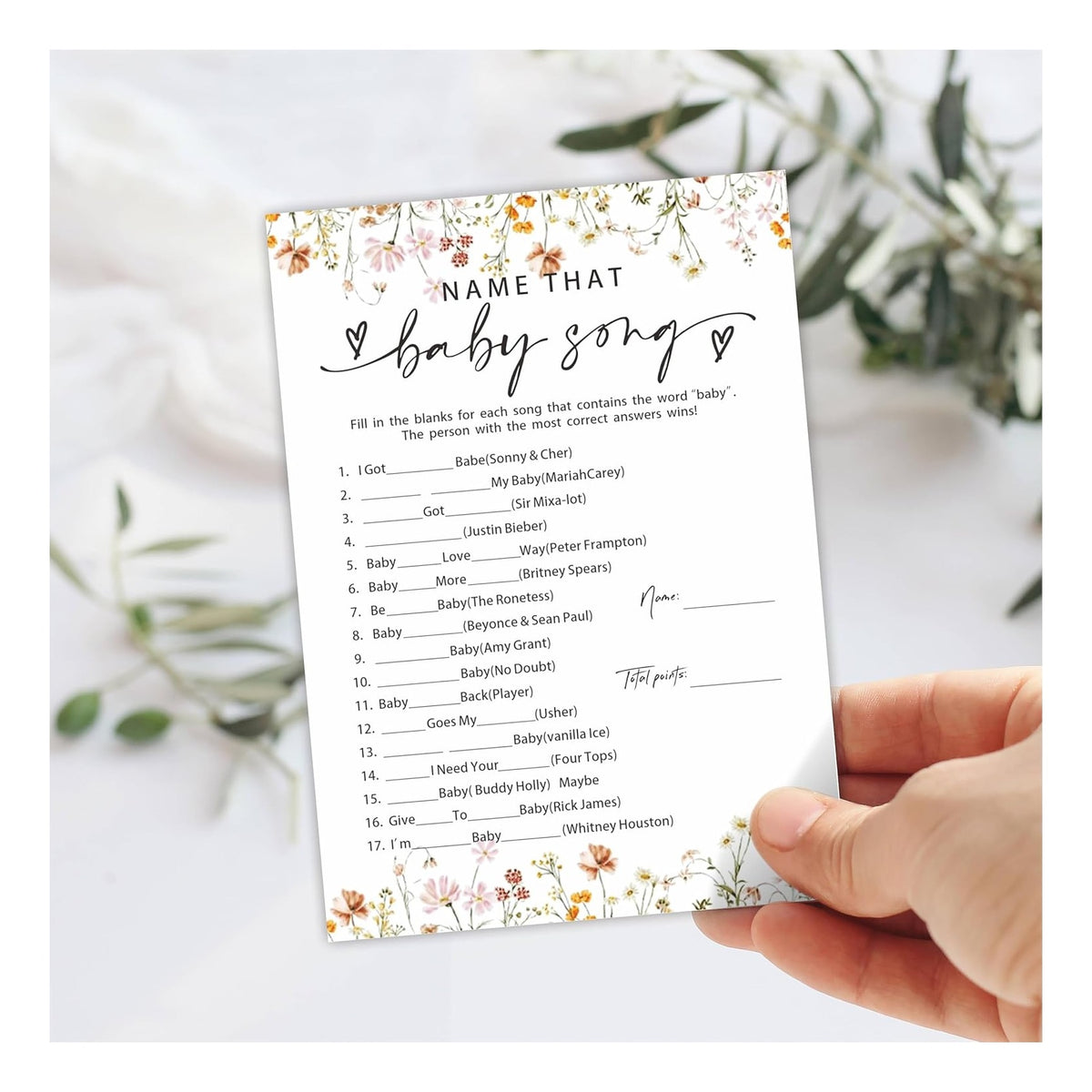 Baby Shower Game Cards, 30 Double-Sided Game Cards & 1 Answer Cards, Baby Announcement, Family Feud Game Cards, Spring Flower, Gender Reveal Party Favor, Activity