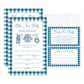 Blue Jean Baby Shower Invitations, 25 Baby Shower Invites for Boy with Book Request & Advice and Wishes Cards(25 Pcs Each), Announcement Gender Reveal Party Favor Supplies