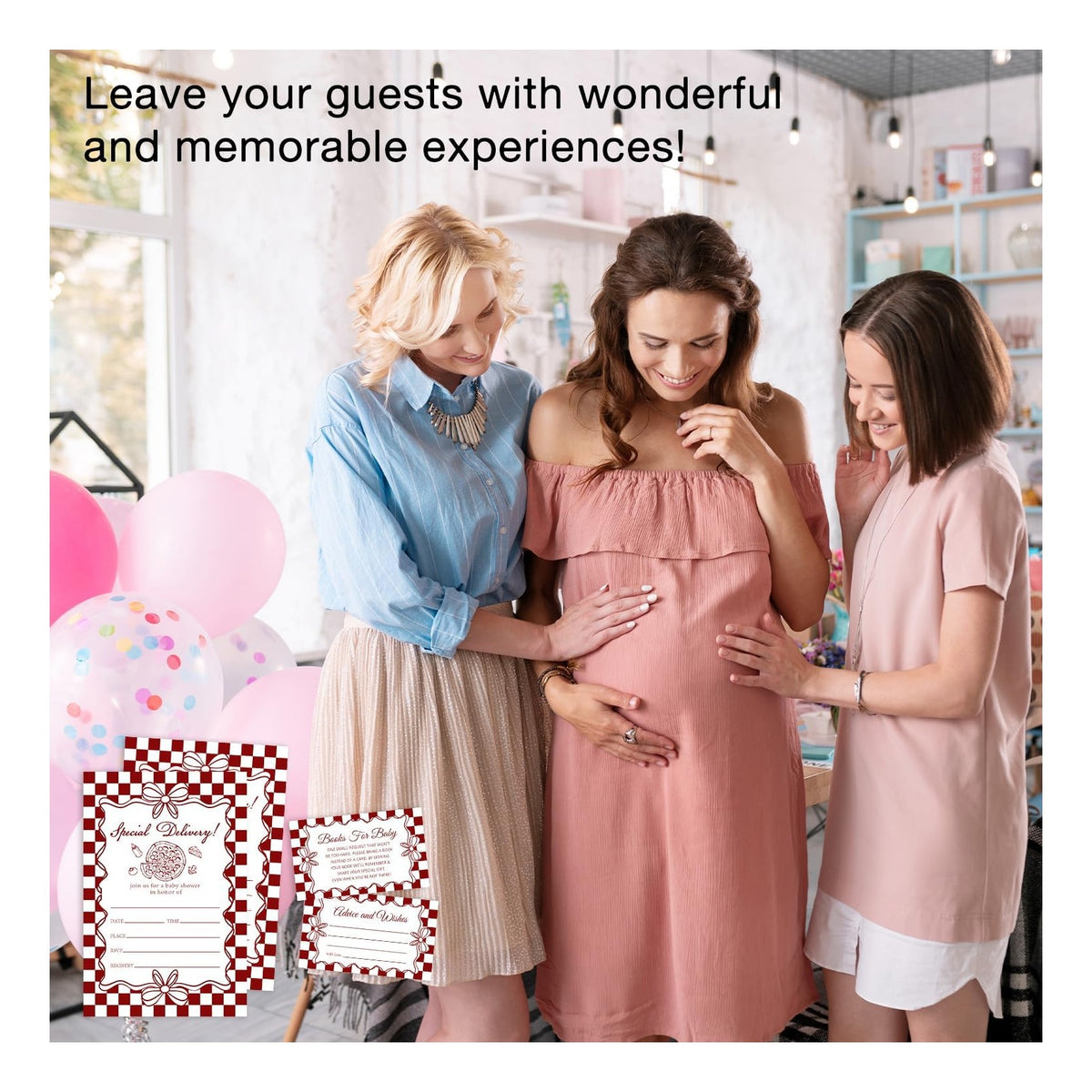 Special Delivery Baby Shower Invitations, 25 Baby Shower Invites for Girl with Book Request & Advice and Wishes Cards(25 Pcs Each), Announcement Gender Reveal Party Favor Supplies