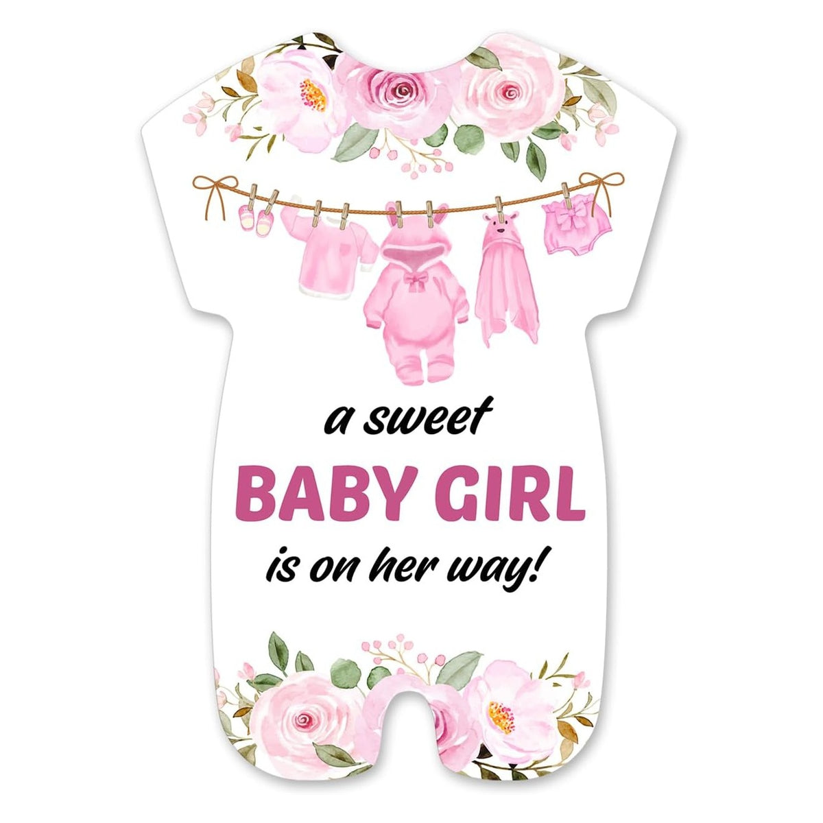 Cute Pink Baby Shower Invitations for Girl - Pink Clothes Shaped Baby Shower Party Invitation Cards - 20 Fill-in Invites with Envelopes