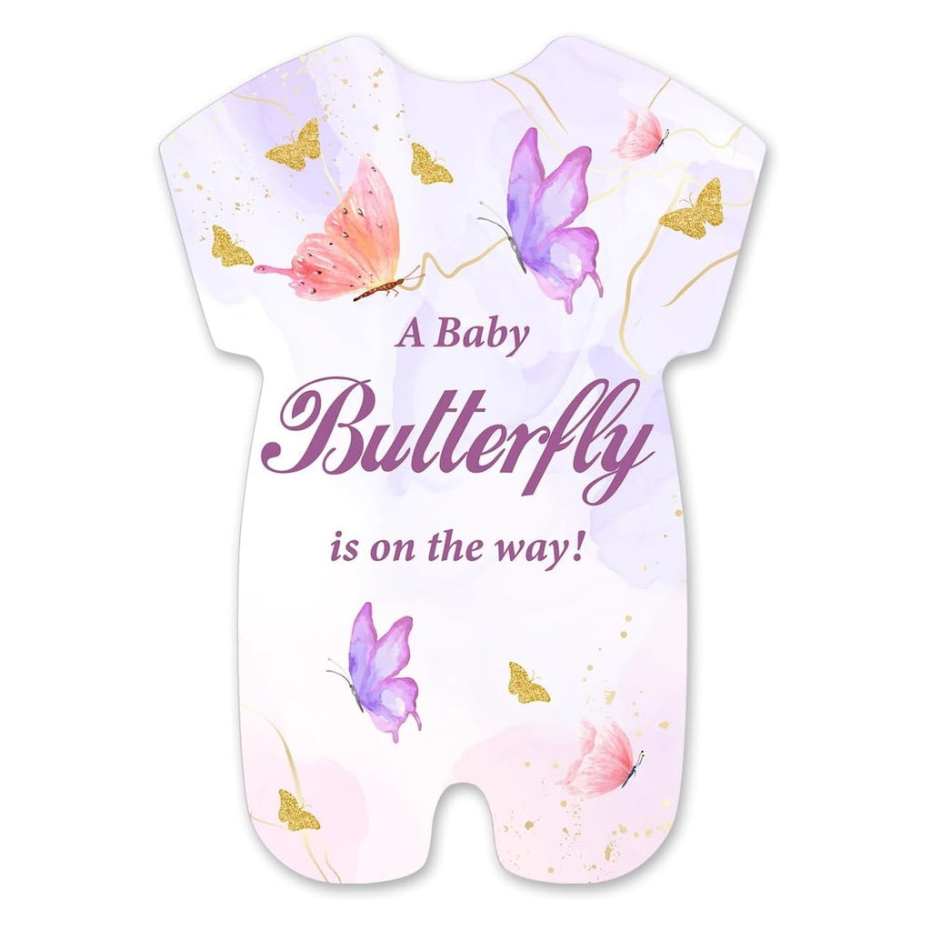 Butterfly Girl Baby Shower Invitations, Purple Butterfly Baby Shower Party Shaped Invitations Fill-in Baby Shower Invites (20 Invitation Cards with Envelopes)