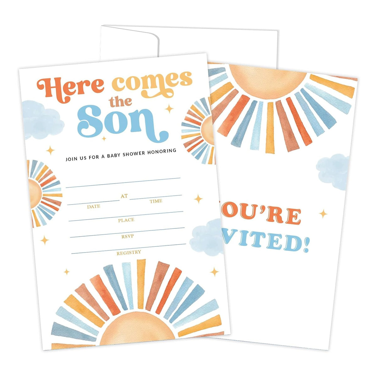 25 Sets Baby Shower Party Invitations with Envelopes baby in bloom Cute Invitation Paper Cards Fill-In Invites for Birthday Gender Reveal Party Supplies