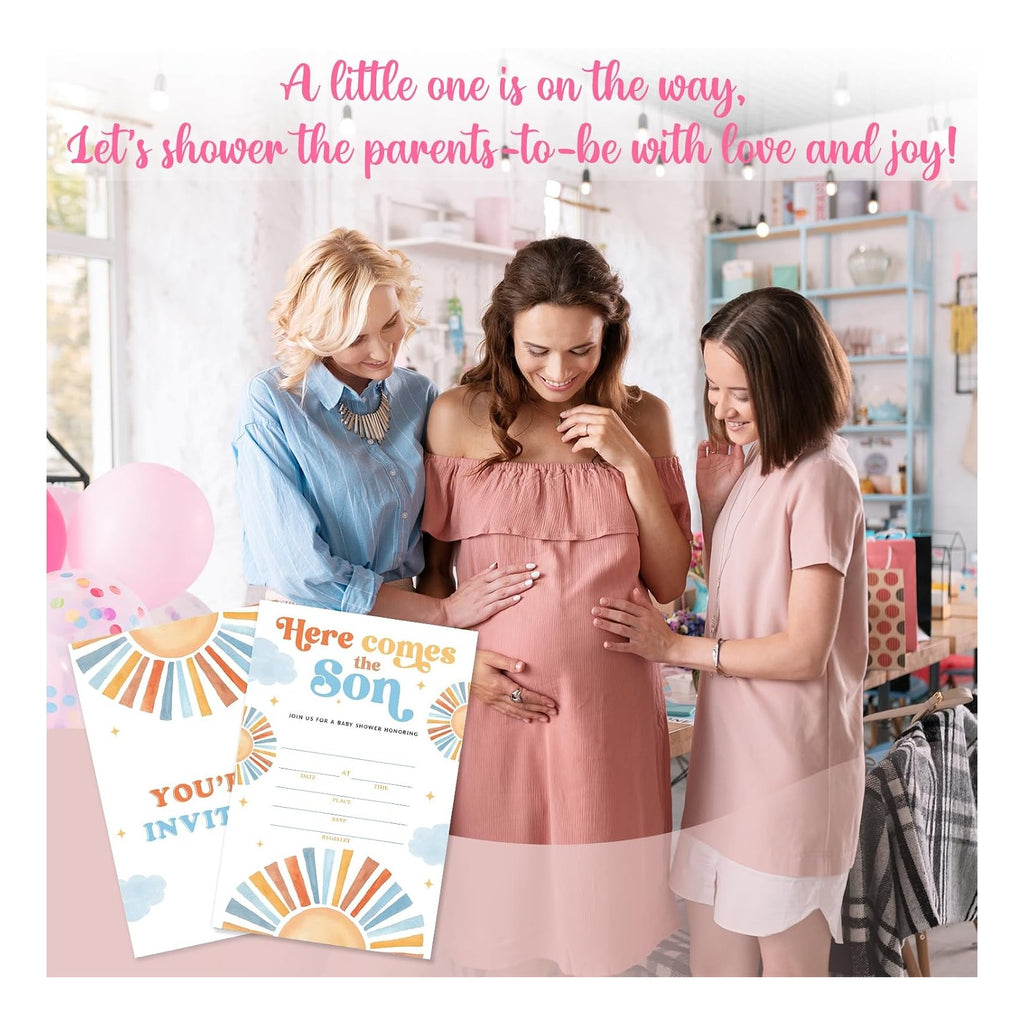 25 Sets Baby Shower Party Invitations with Envelopes baby in bloom Cute Invitation Paper Cards Fill-In Invites for Birthday Gender Reveal Party Supplies