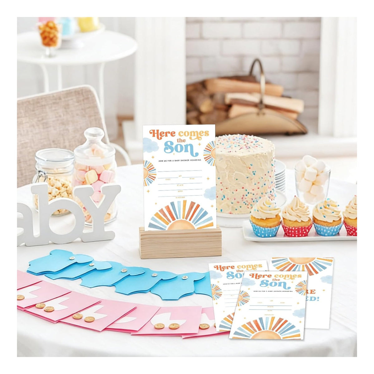 25 Sets Baby Shower Party Invitations with Envelopes baby in bloom Cute Invitation Paper Cards Fill-In Invites for Birthday Gender Reveal Party Supplies