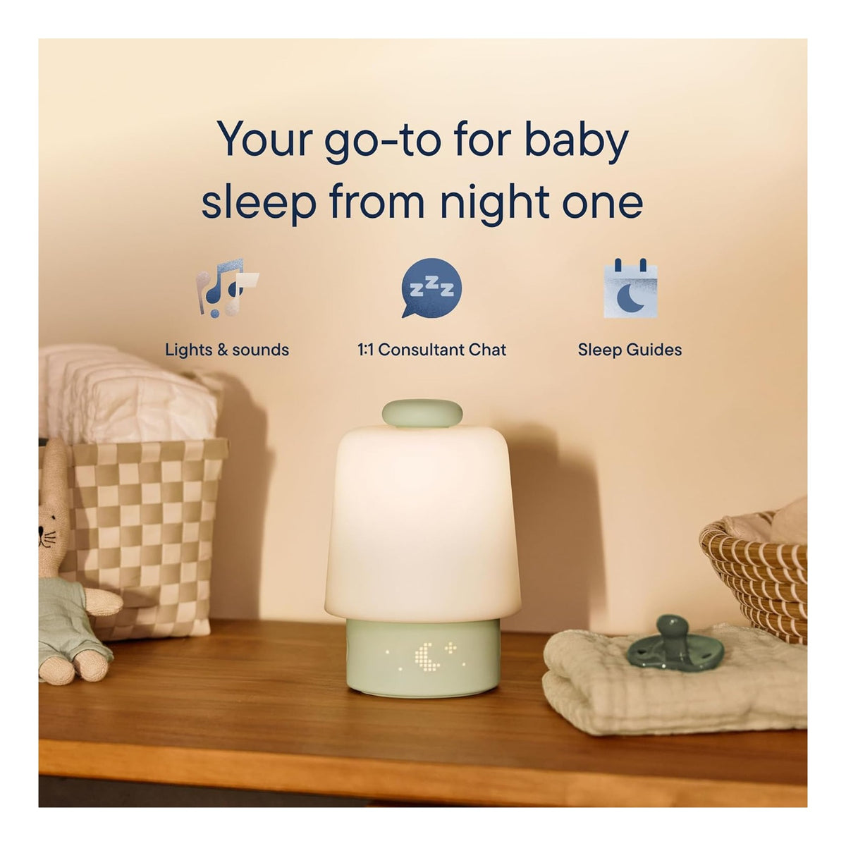 Baby Sound Machine, Night Light | Hatch Baby | Sleep Support | Registry Essential, Routine Builder, Time-to-Rise Alarm Clock, White Noise, Nursery Stories, Toddler Kids