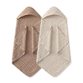 Hooded Baby Towels for Newborn 2 Pack 100% Muslin Organic Cotton Baby Bath Towel with Hood for Babies, Infant, Toddler and Kids, 32x32Inch, Soft and Absorbent Newborn Essential, Beige&Coffee