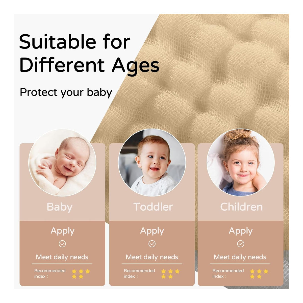 Hooded Baby Towels for Newborn 2 Pack 100% Muslin Organic Cotton Baby Bath Towel with Hood for Babies, Infant, Toddler and Kids, 32x32Inch, Soft and Absorbent Newborn Essential, Beige Floral
