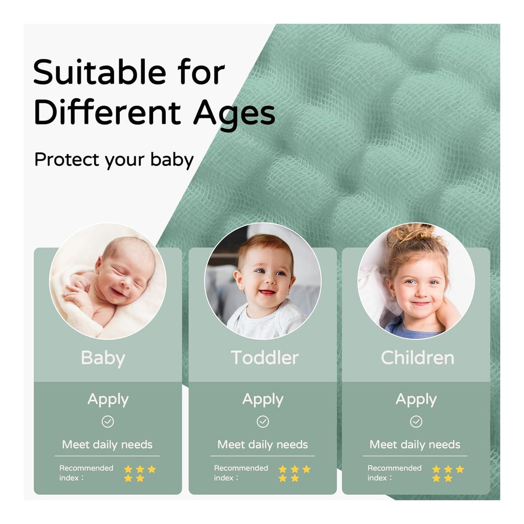 Hooded Baby Towels for Newborn 2 Pack 100% Muslin Organic Cotton Baby Bath Towel with Hood for Babies, Infant, Toddler and Kids, 32x32Inch, Soft and Absorbent Newborn Essential, Green Elephant