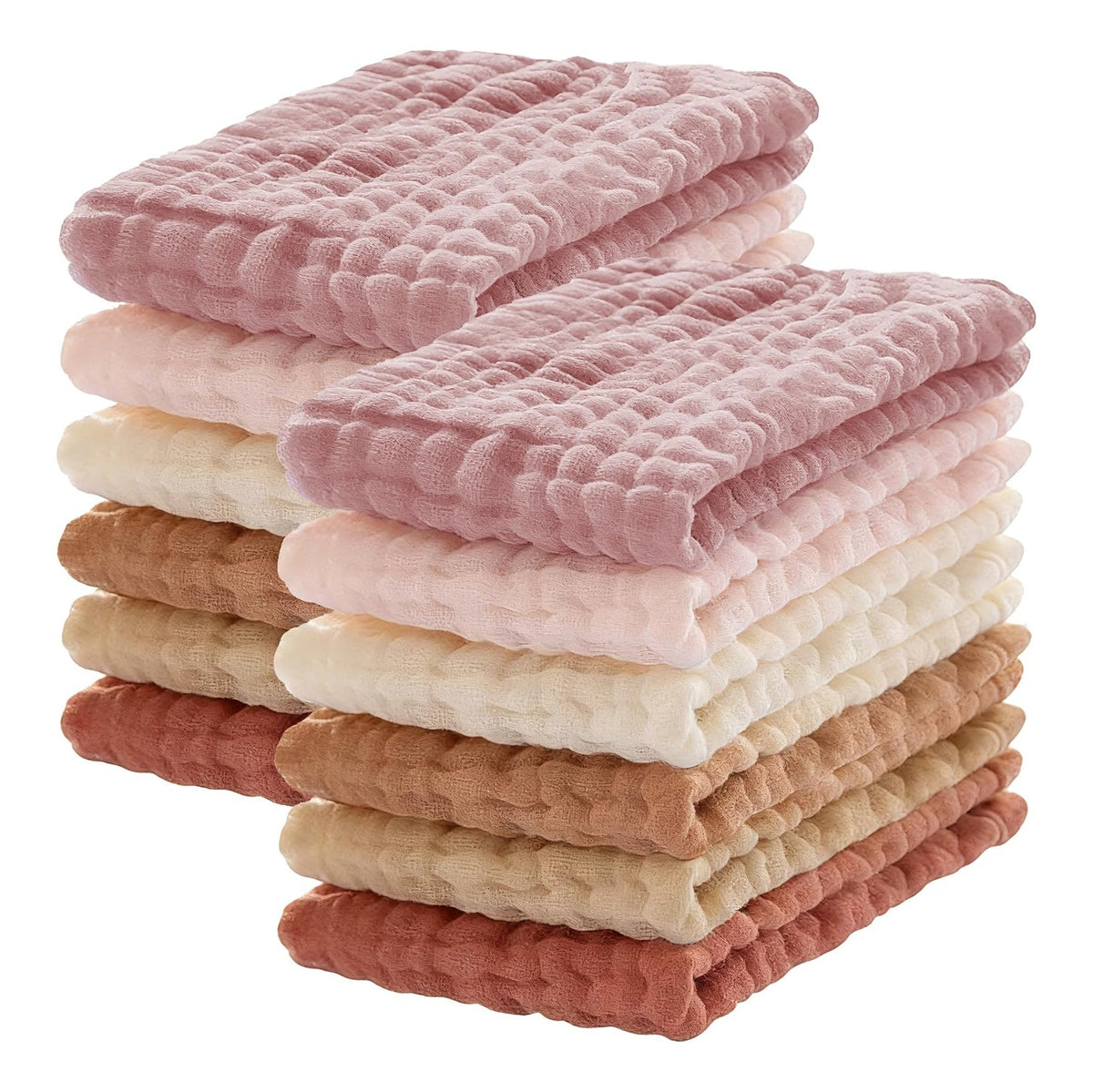 12 Pack Muslin Burp Cloths 100% Cotton Muslin Cloths Large 20''x10'' Extra Soft and Absorbent Baby Burping Cloth - Boho Neutrals