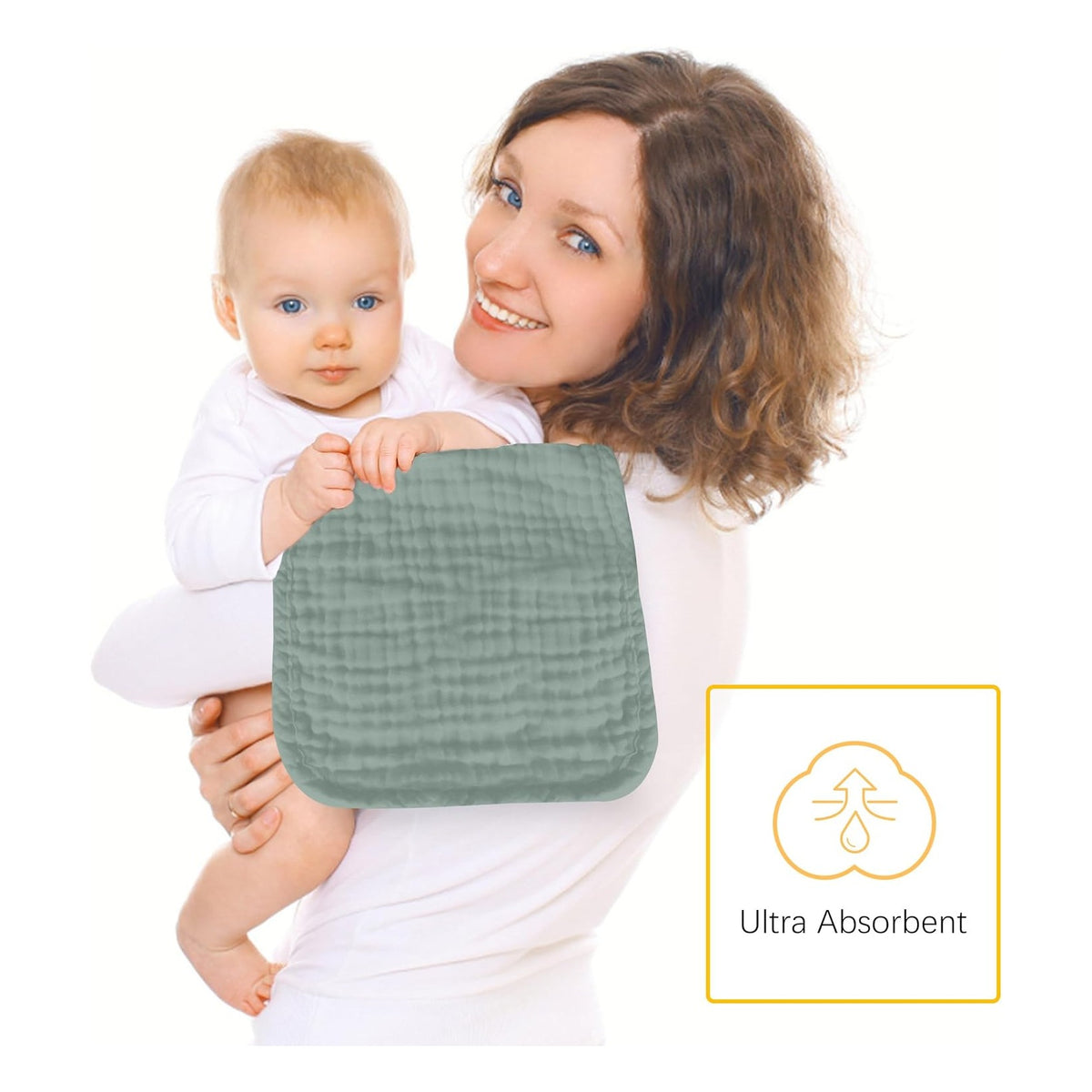 12 Pack Muslin Burp Cloths 100% Cotton Muslin Cloths Large 20''x10'' Extra Soft and Absorbent Baby Burping Cloth - Green