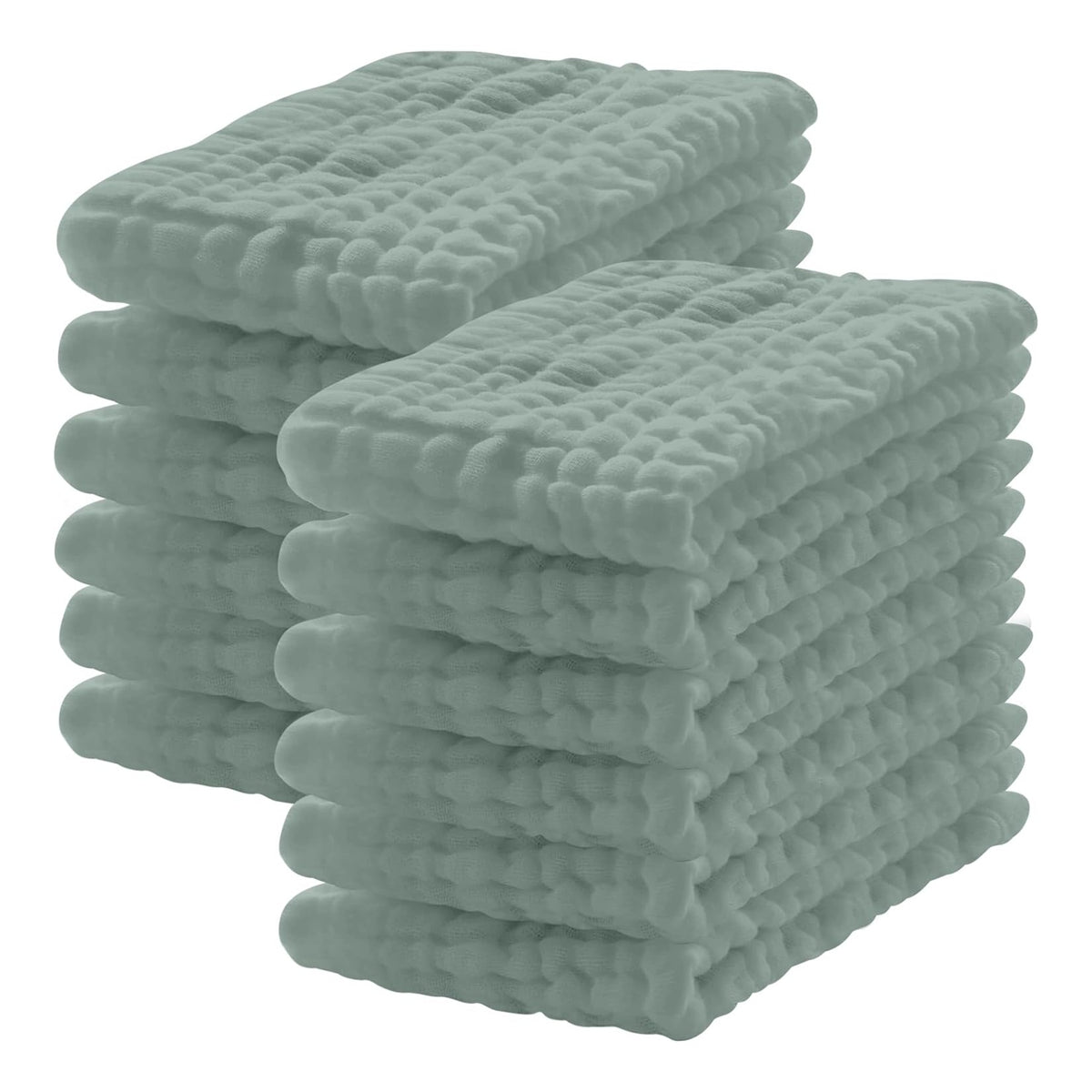 12 Pack Muslin Burp Cloths 100% Cotton Muslin Cloths Large 20''x10'' Extra Soft and Absorbent Baby Burping Cloth - Green