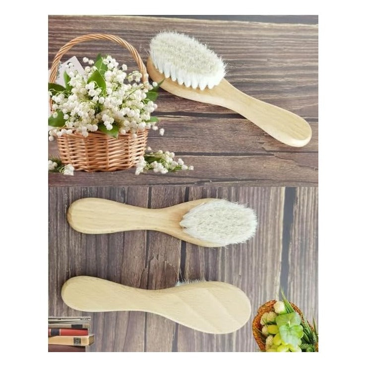 Baby Hair Brush, Wooden Goat Bristles Hair Brush for Newborns & Toddlers, Ideal for Cradle Cap, Perfect Baby Registry Gift, Hypoallergenic, 1 Count