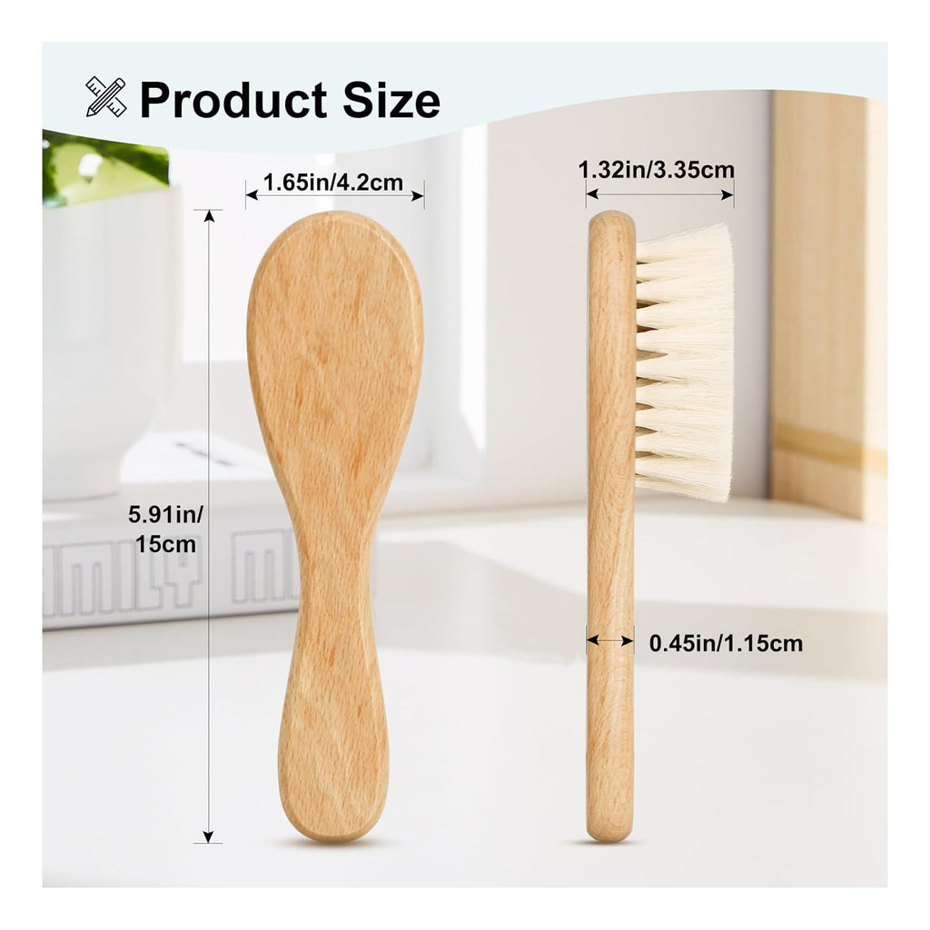 Baby Hair Brush, Wooden Goat Bristles Hair Brush for Newborns & Toddlers, Ideal for Cradle Cap, Perfect Baby Registry Gift, Hypoallergenic, 1 Count
