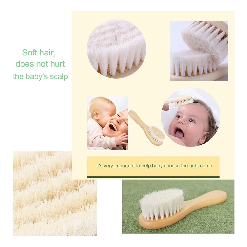 Baby Hair Brush, Wooden Goat Bristles Hair Brush for Newborns & Toddlers, Ideal for Cradle Cap, Perfect Baby Registry Gift, Hypoallergenic, 1 Count