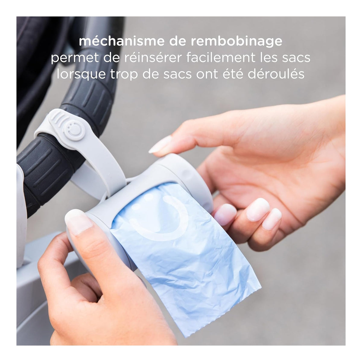 Retractable Bag Dispenser for Diaper Bag, Portable Bag Holder for Travel, Newborn Baby Essentials, Diaper Bag Must Have, Includes 24 Lavender Scented Bags