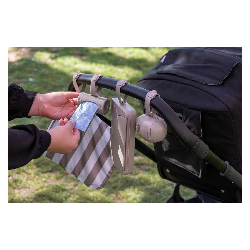 Retractable Bag Dispenser for Diaper Bag, Portable Bag Holder for Travel, Newborn Baby Essentials, Diaper Bag Must Have, Includes 24 Lavender Scented Bags
