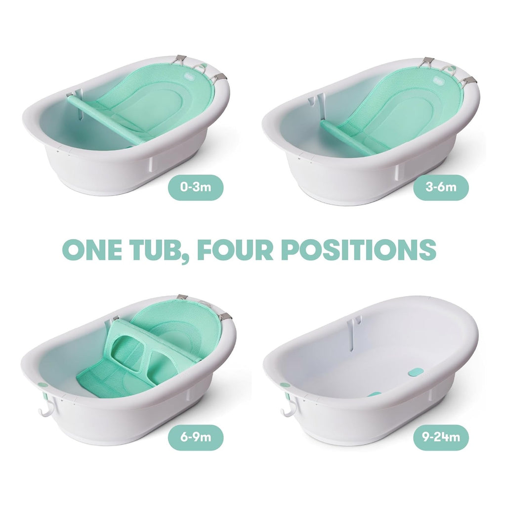 Baby 4-in-1 Grow-with-Me Baby Bathtub, Baby Tub for Newborns to Toddler with Removable Bath Seat & Backrest for Bath Support in Tub