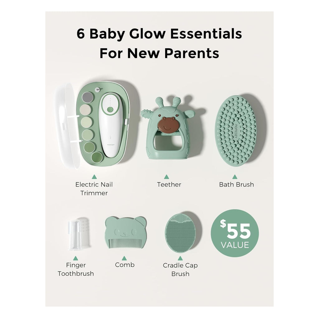 Baby Kit, Baby Shower & Registry Essential Kit for Grooming & Cleansing Care, Includes Electric Nail File, Teether, Bath Brush, Cradle Cap Brush,Comb, Finger Toothbrush,Newborn Must-Have