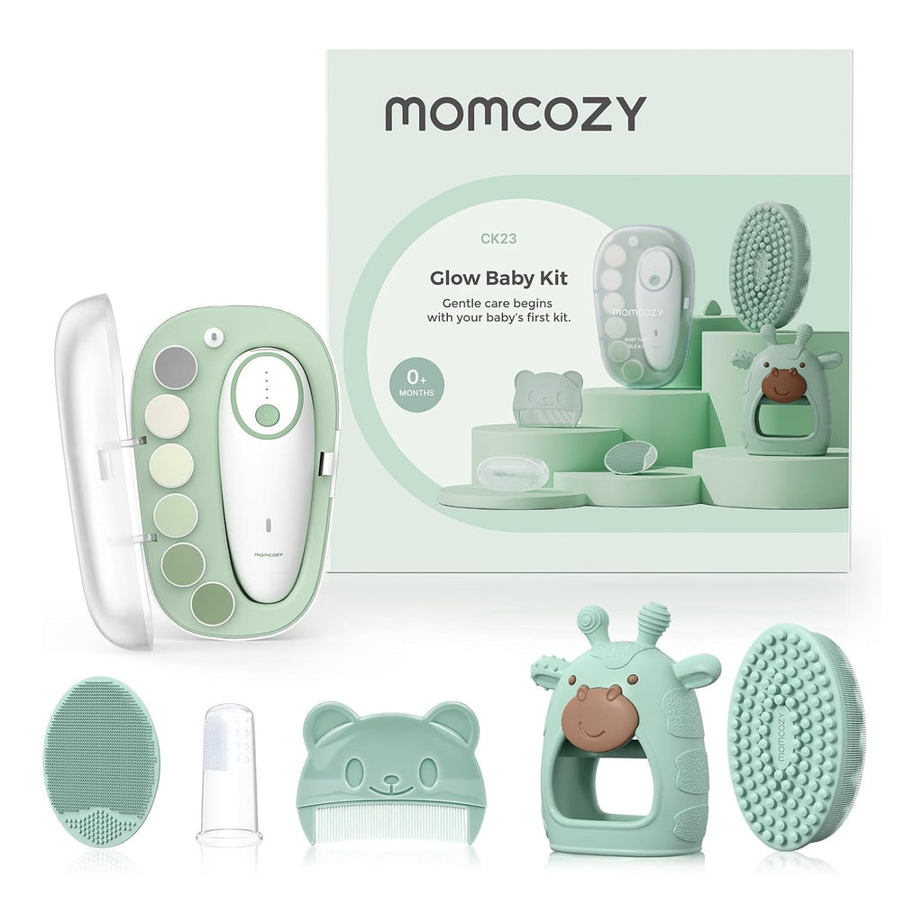 Baby Kit, Baby Shower & Registry Essential Kit for Grooming & Cleansing Care, Includes Electric Nail File, Teether, Bath Brush, Cradle Cap Brush,Comb, Finger Toothbrush,Newborn Must-Have