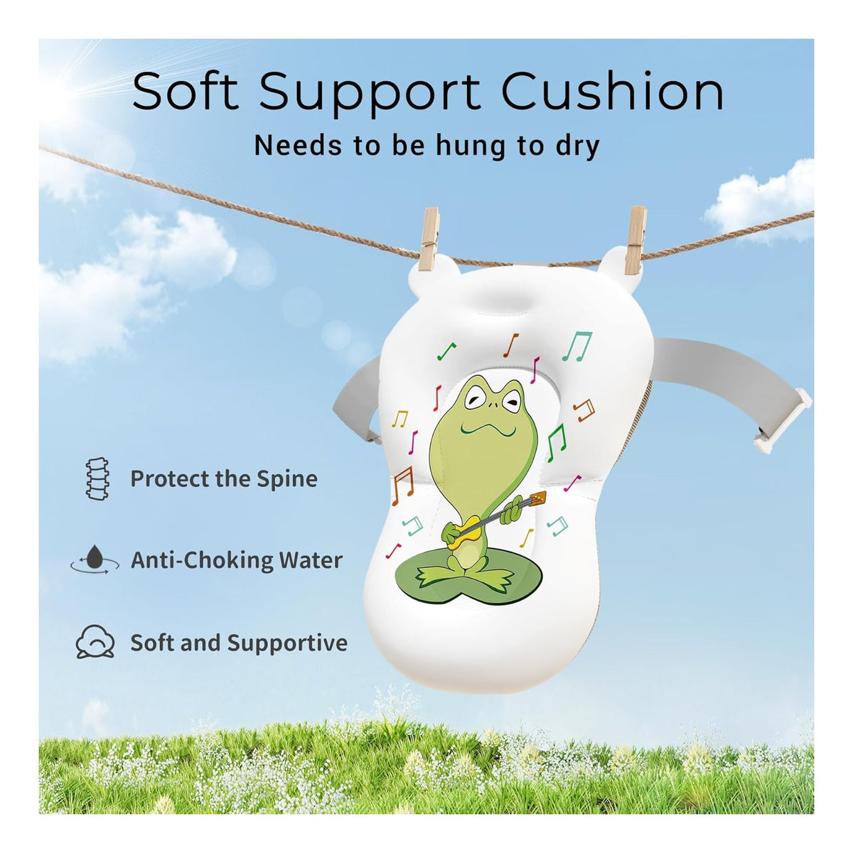 Baby Bathtub, Collapsible Newborn Bathtub for Infant to Toddler with Soft Cushion and Thermometer,Portable Travel Newborn Tub with No-Slip Feet, Baby Shower Gifts, 0-12 Months Baby Bath