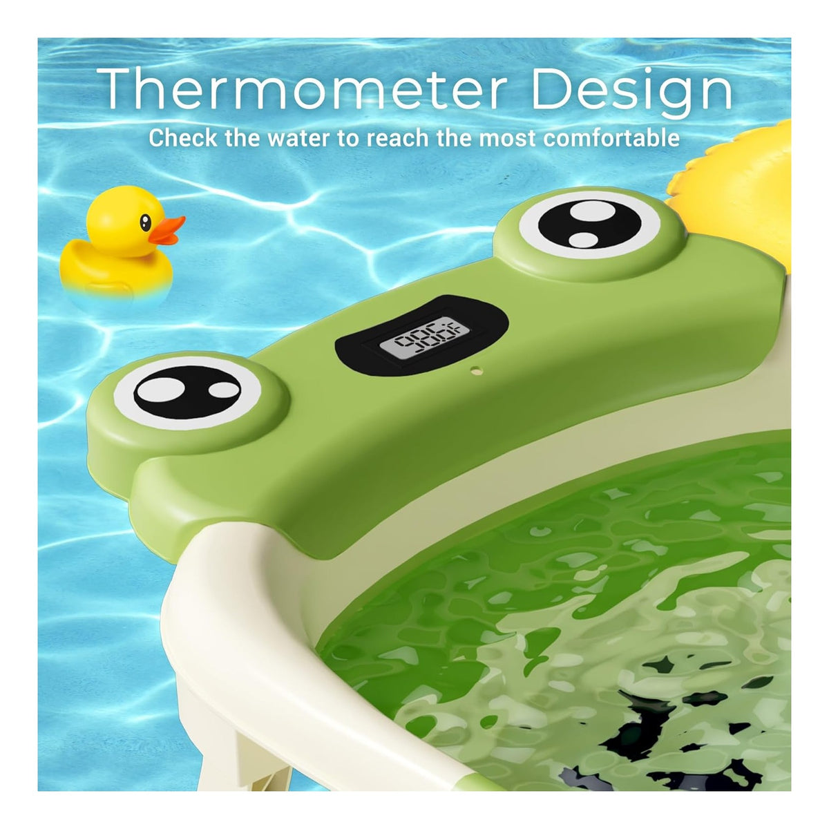 Baby Bathtub, Collapsible Newborn Bathtub for Infant to Toddler with Soft Cushion and Thermometer,Portable Travel Newborn Tub with No-Slip Feet, Baby Shower Gifts, 0-12 Months Baby Bath