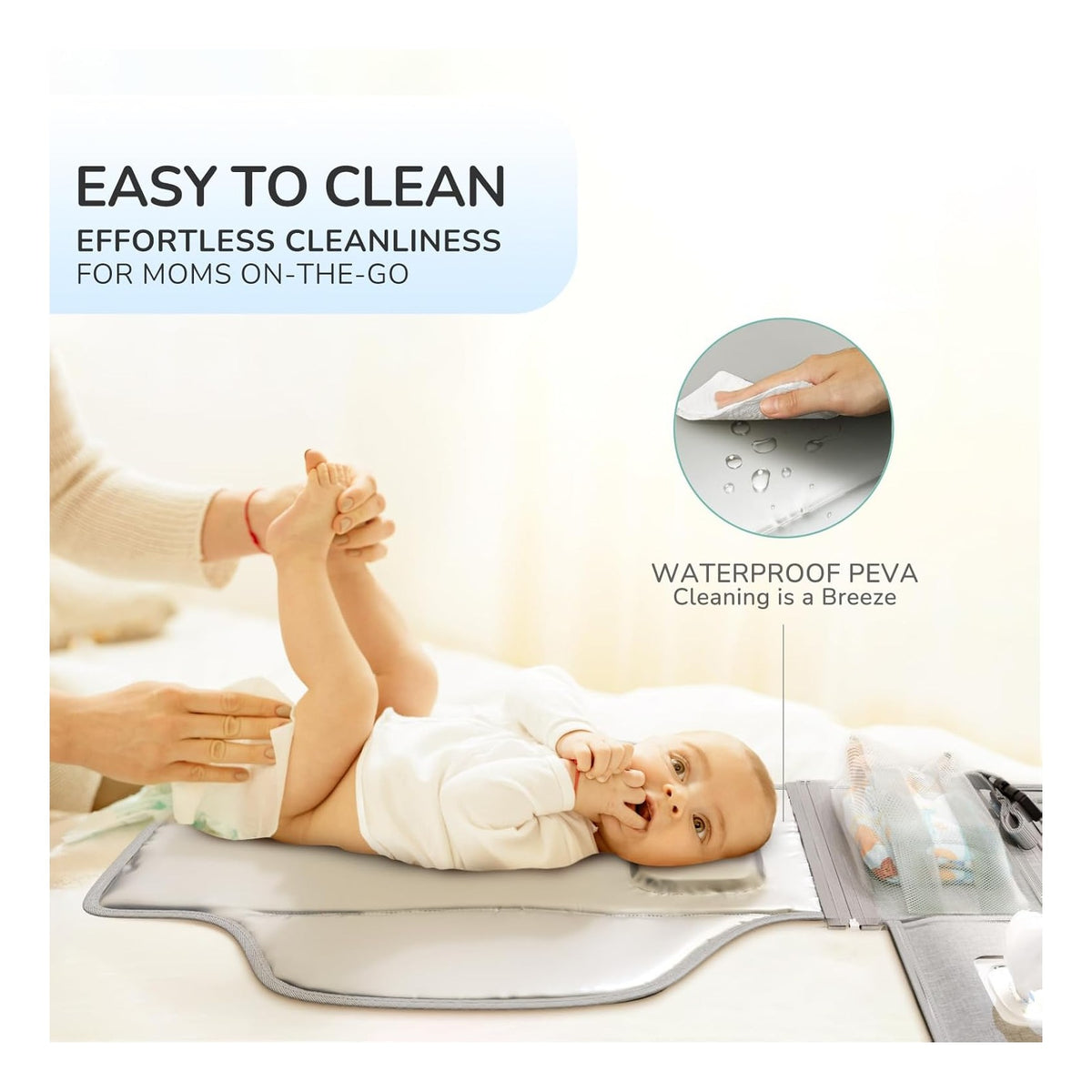 Portable Diaper Changing Pad for Baby, Detachable Travel Changing Pad with Baby Wipes Pocket, Gifts for Baby Shower, Newborn Girls and Boys