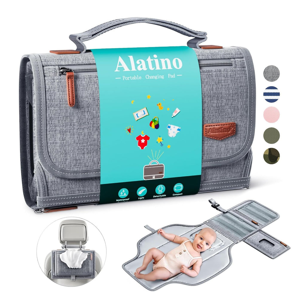 Portable Diaper Changing Pad for Baby, Detachable Travel Changing Pad with Baby Wipes Pocket, Gifts for Baby Shower, Newborn Girls and Boys