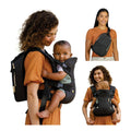 Flip 4-in-1 Convertible Baby Carrier & Crossbody Diaper Bag - Grow-with-Me Carrier with Attachable Crossbody Diaper Bag, Black and Gold, 2-Piece Set