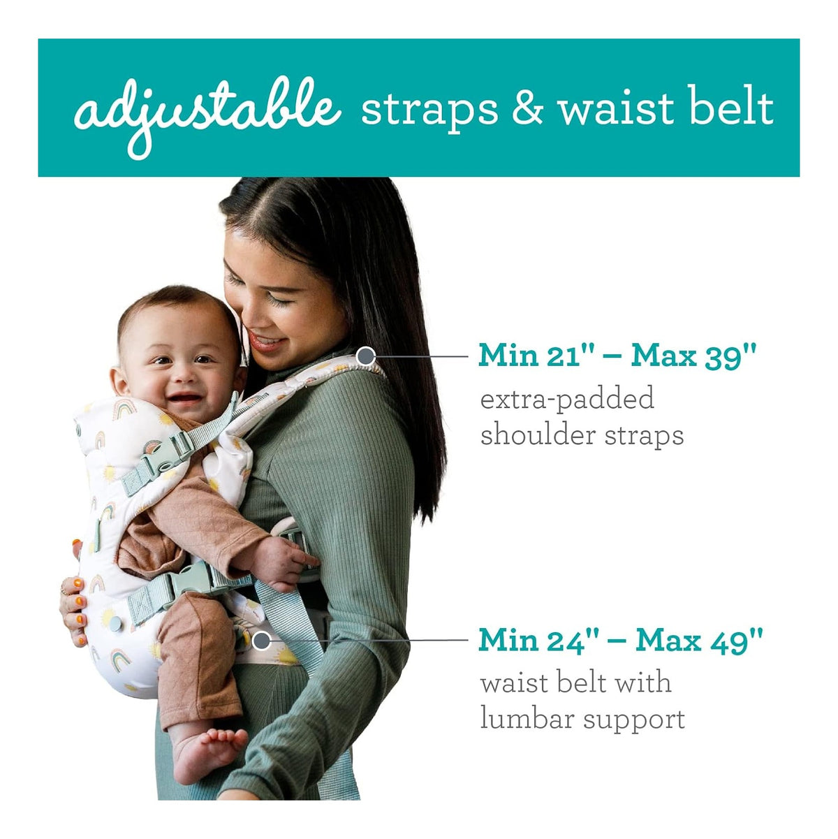 Flip 4-in-1 Convertible Baby Carrier, Adjustable, Ergonomic Babywearing, Registry Essential, Baby Carrier for Newborn to Toddler, Rainbow