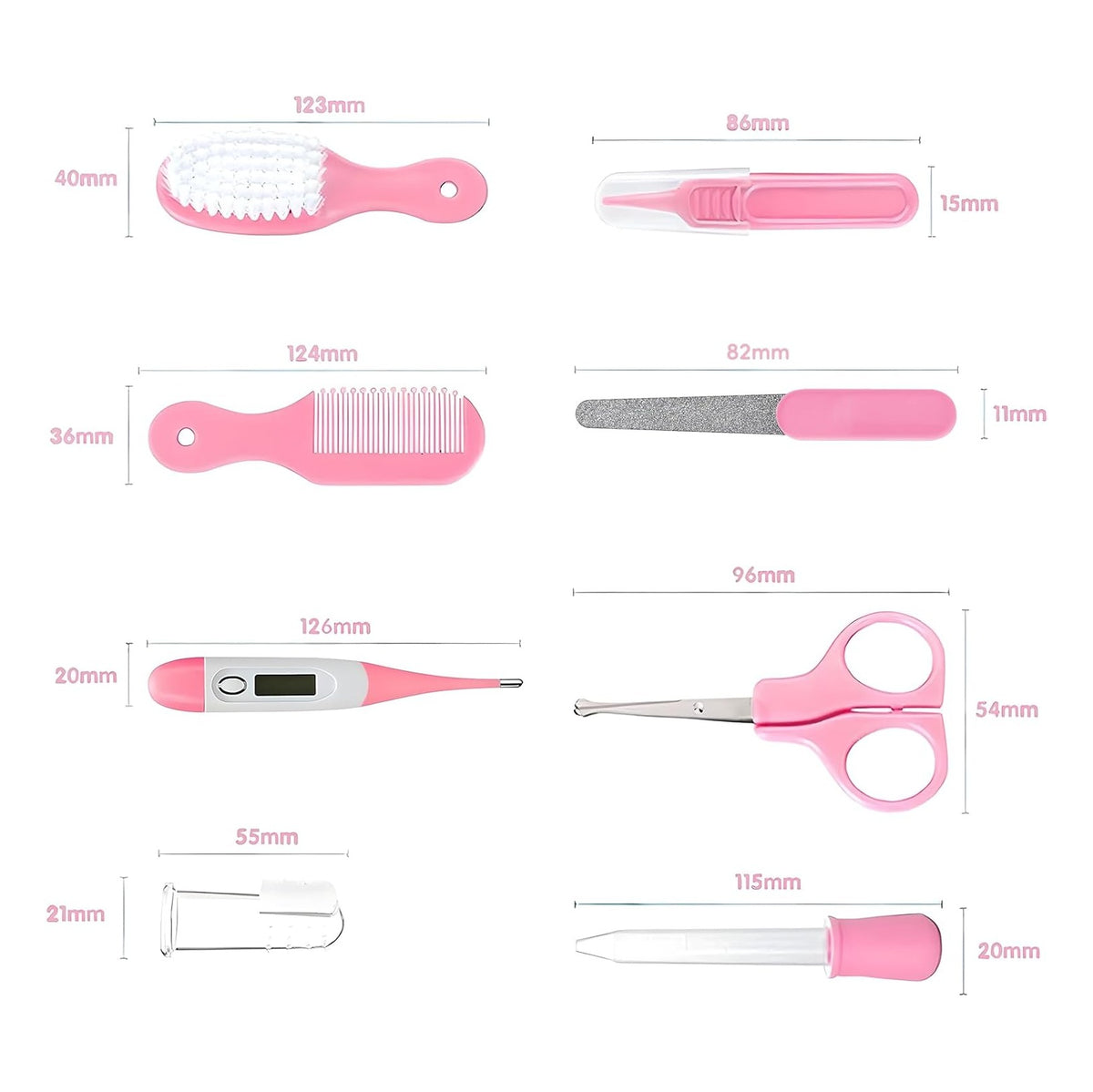 Baby Grooming Kit, Infant Safety Care Set with Hair Brush Comb Nail Clipper Nasal Aspirator,Baby Essentials Kit for Newborn Girls Boys (Pink Baby Grooming kit)