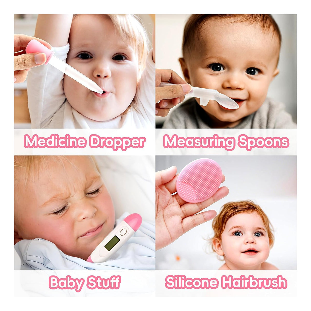 Baby Grooming Kit, Infant Safety Care Set with Hair Brush Comb Nail Clipper Nasal Aspirator,Baby Essentials Kit for Newborn Girls Boys (Pink Baby Grooming kit)