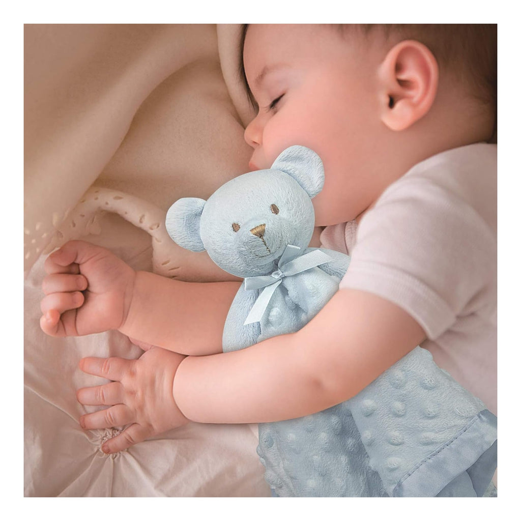 Teddy Bear Lovey Baby Security Blanket for Boys and Girls Unisex Soft Lovie Baby Gifts for Newborn Toddler Snuggle Toy Stuffed Animal Blue
