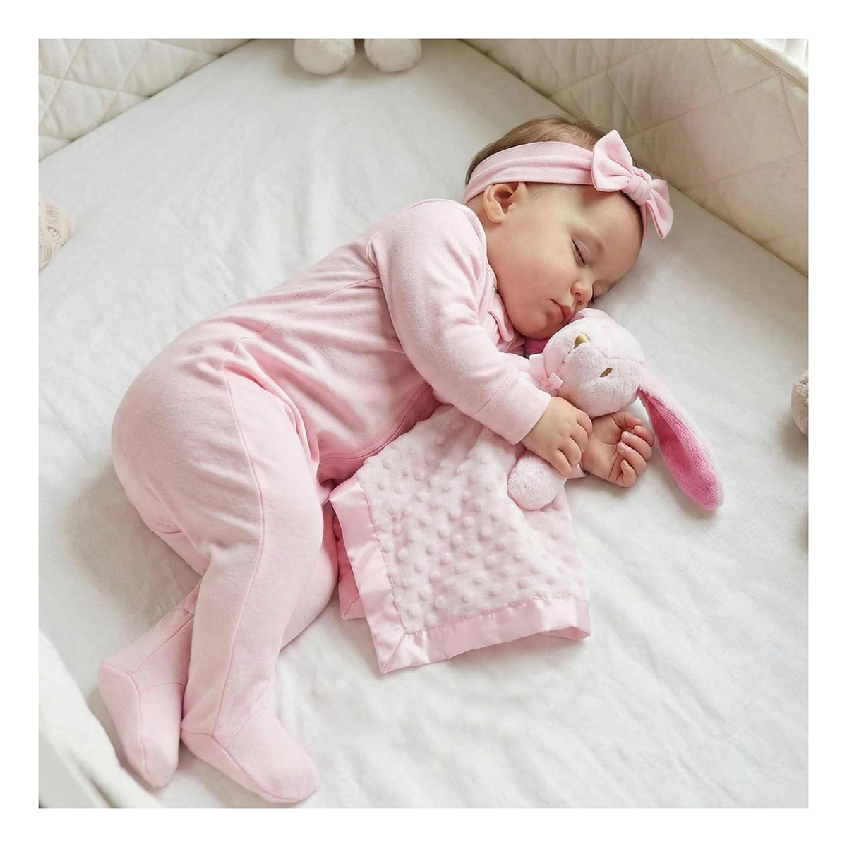 Loveys for Babies Bunny Security Blanket Baby Girl Gifts Newborn Soft Pink Lovie for Infant and Toddler Snuggle Toy Stuffed Animal, Pink 16 Inch