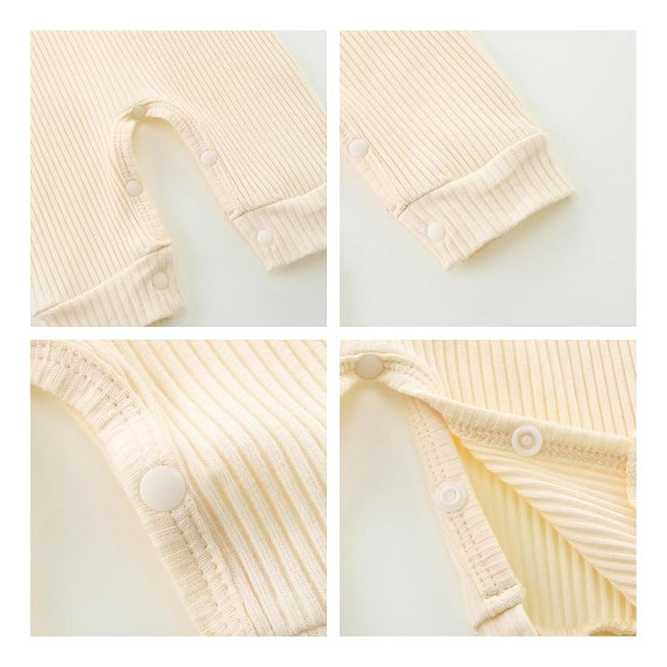 Baby Romper with Baby Mittens & Newborn Hats Footless Long Sleeve Solid Onesie Hi Im New Here