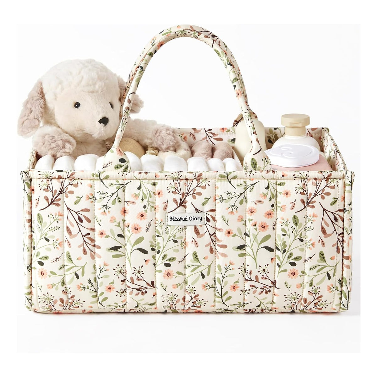Floral Diaper Caddy Organizer, Stylish Nursery Storage Basket, Diaper Bag,Gift for Baby Shower, Baby Registry Must Have, Newborn Essentials, Pastoral Daisy