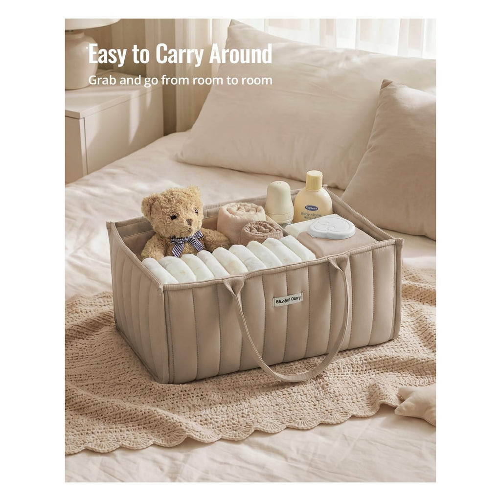 Floral Diaper Caddy Organizer, Stylish Nursery Storage Basket, Diaper Bag,Gift for Baby Shower, Baby Registry Must Have, Newborn Essentials, Pastoral Daisy