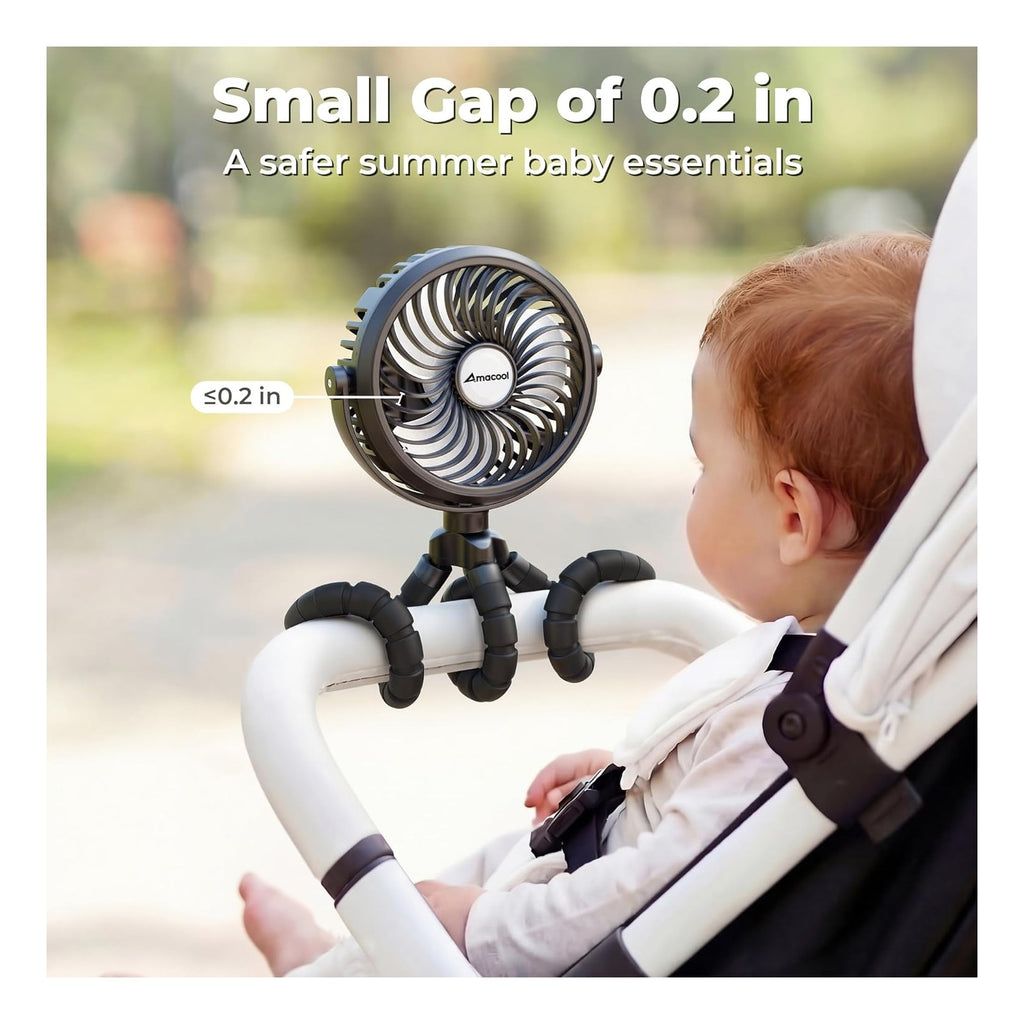Battery Operated Stroller Fan, Baby Travel Essentials for Beach Disney, Newborn Boy & Girl Showers Gifts Registry Search, Rechargeable Clip On Fan for Car Seat Wagon Crib Bike Treadmill