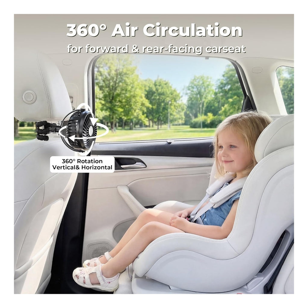 Battery Operated Stroller Fan, Baby Travel Essentials for Beach Disney, Newborn Boy & Girl Showers Gifts Registry Search, Rechargeable Clip On Fan for Car Seat Wagon Crib Bike Treadmill