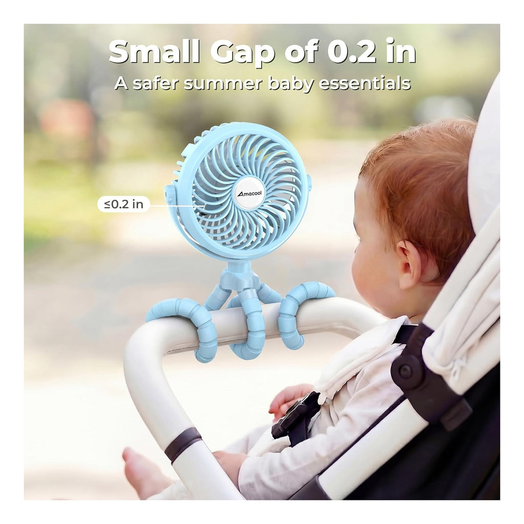 Battery Operated Stroller Fan, Baby Travel Essentials for Beach Disney, Newborn Boy & Girl Showers Gifts Registry Search, Rechargeable Clip On Fan for Car Seat Wagon Crib Bike Treadmill
