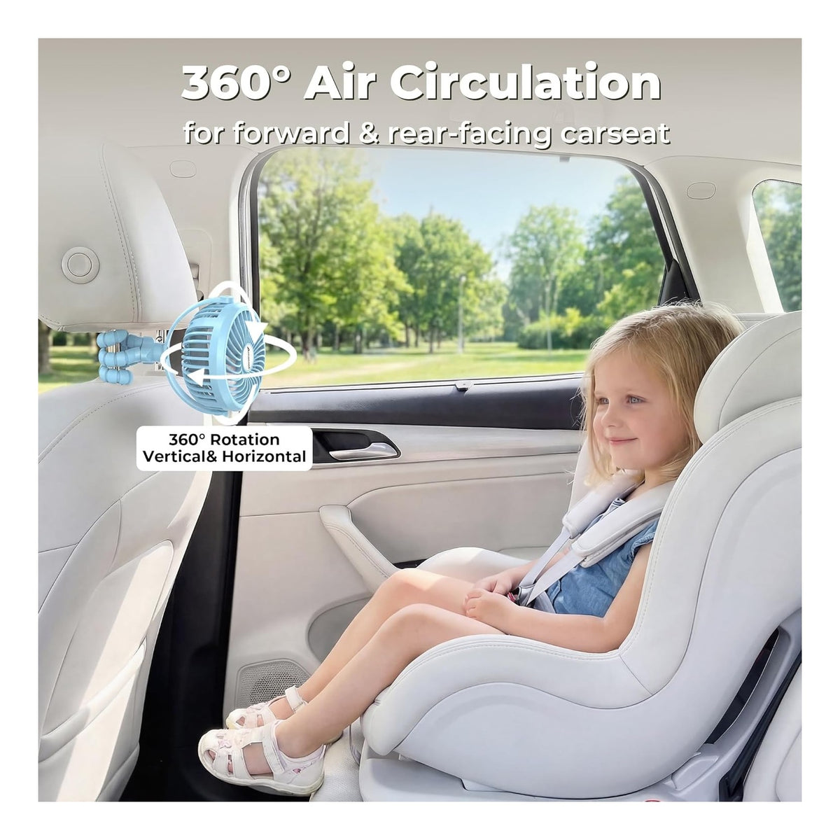 Battery Operated Stroller Fan, Baby Travel Essentials for Beach Disney, Newborn Boy & Girl Showers Gifts Registry Search, Rechargeable Clip On Fan for Car Seat Wagon Crib Bike Treadmill