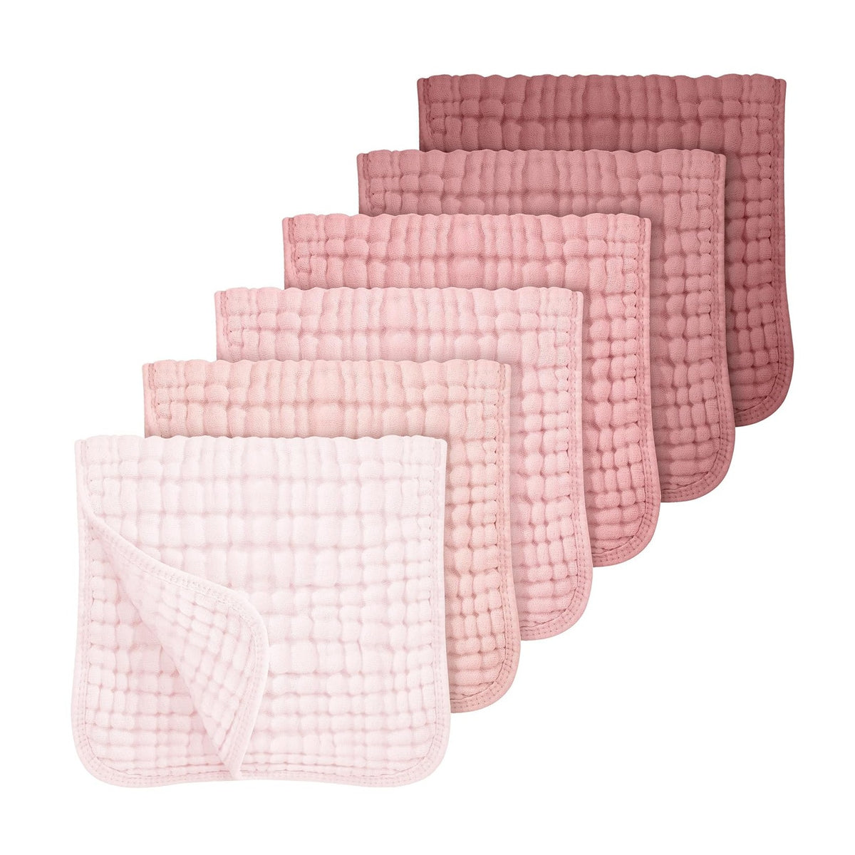 Muslin Burp Cloths Baby Girl 6 Pack - 20" x 10" - Ultra Soft & Absorbent, 6-Layer 100% Cotton for Spit Up & Drool- Gentle Baby Burping Cloth, Newborn Essentials Shower Gift Girl, Gradient Pink