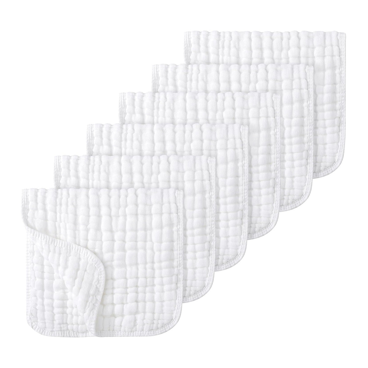 Muslin Burp Cloths Baby Girl 6 Pack - 20" x 10" - Ultra Soft & Absorbent, 6-Layer 100% Cotton for Spit Up & Drool- Gentle Baby Burping Cloth, Newborn Essentials Shower Gift Girl, White